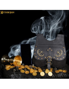 Bolsa medieval, tipo pochete, na cor preta (séculos XIV-XV) 2