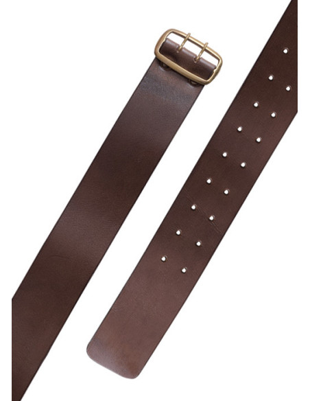 Cinto de couro medieval com fivela de...