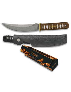 Damasco CNC Faca de Damasco, marca Tokisu, fio castanho