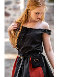 Adele blusa medieval sem mangas, cor preta