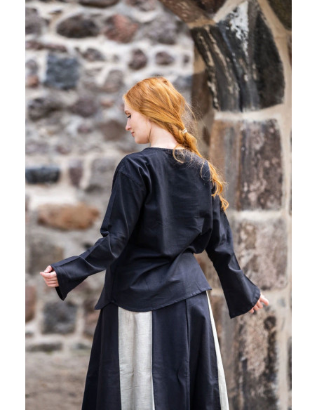Blusa medieval modelo Tilda, cor preta