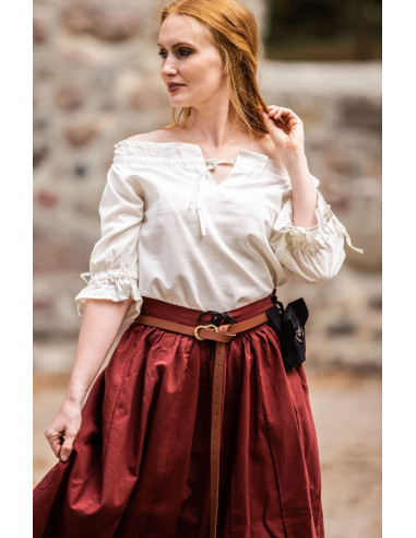 Blusa medieval para mulher modelo Vera, branco natural