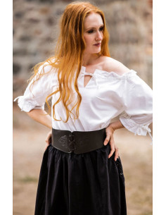 Blusa medieval para mulher, branca 2