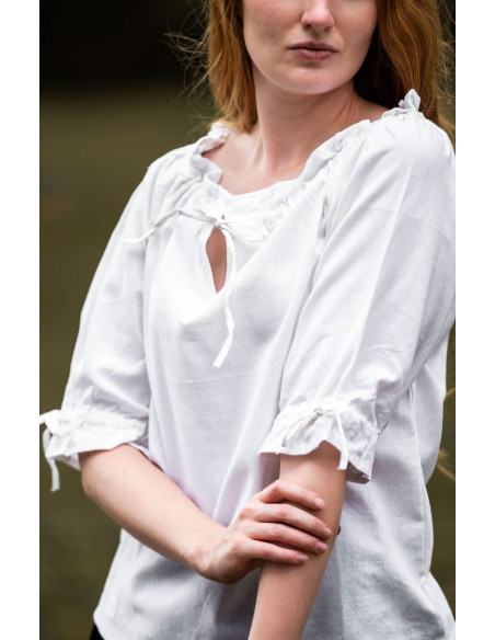 Blusa medieval para mulher, branca