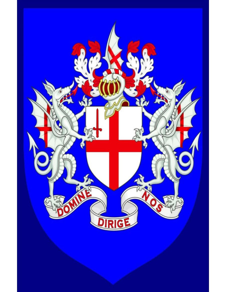 Dragões de bandeira medieval e brasão...