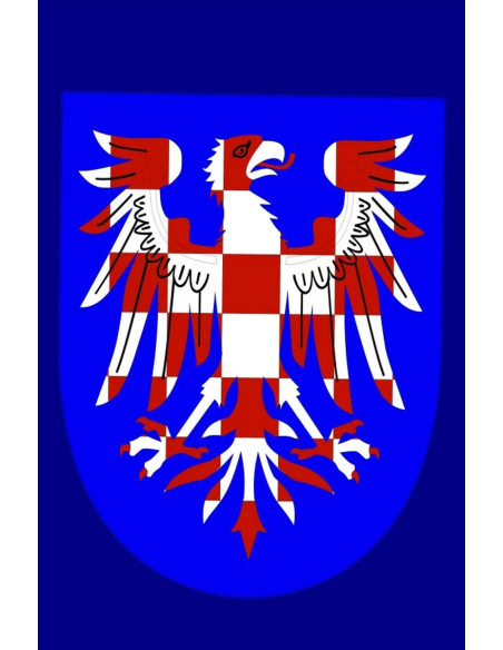 Bandeira de águia vermelha e branca...