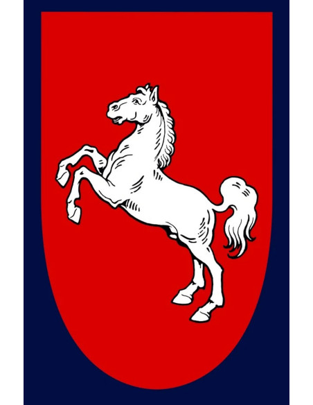 Modelo de corcel branco padrão medieval