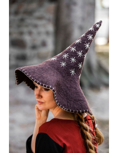 Chapéu de bruxa modelo estrela, cor marrom