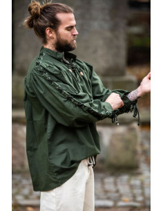 Camisa medieval Adrian com atacadores, verde