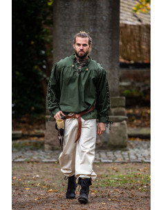 Camisa medieval Adrian com atacadores, verde 2