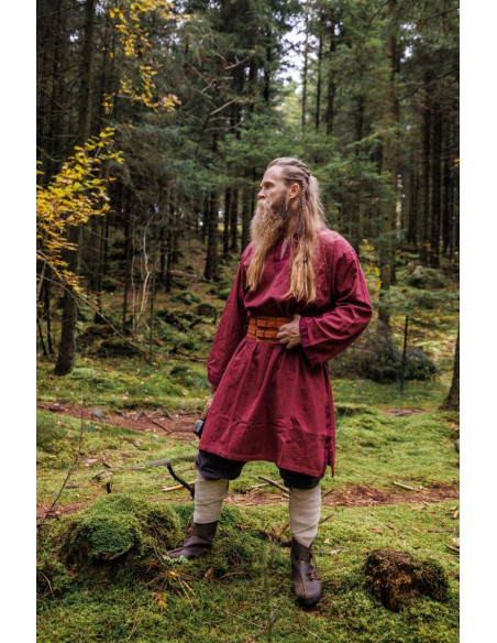 Halvor túnica medieval, cor vermelha