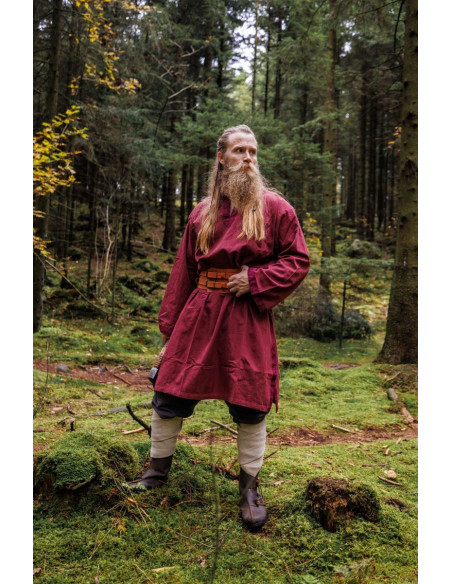 Halvor túnica medieval, cor vermelha