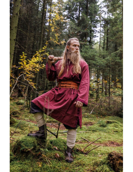 Halvor túnica medieval, cor vermelha