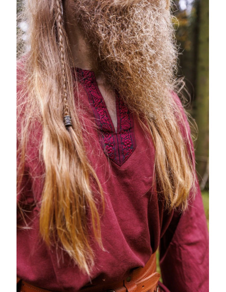 Halvor túnica medieval, cor vermelha