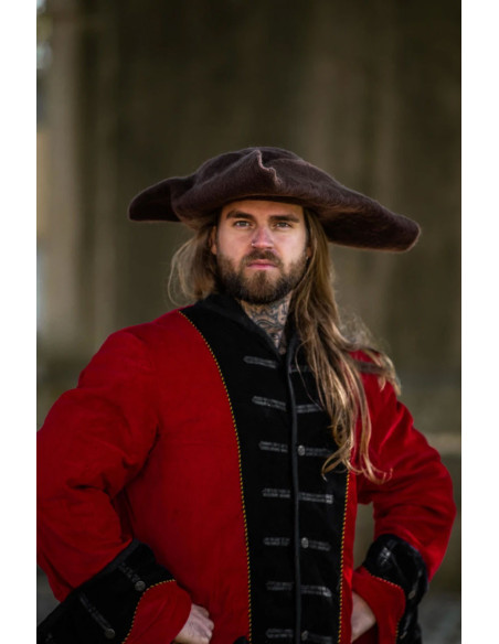 Gorro Hugo pirata tricorn em lã,...