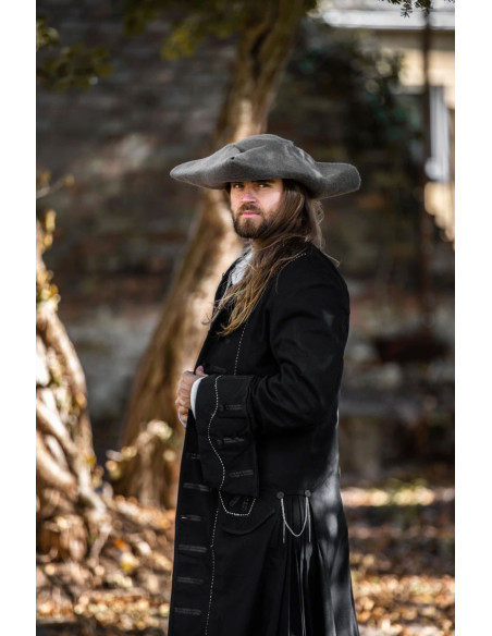 Gorro Hugo pirata tricorn em lã, cinza