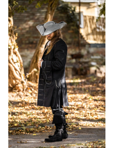 Gorro Hugo pirata tricorn em lã, cinza