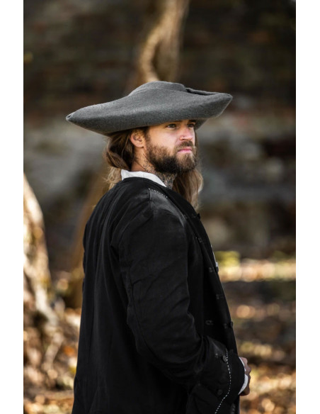 Gorro Hugo pirata tricorn em lã, cinza