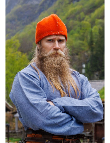 Chapéu viking lã laranja modelo Bork