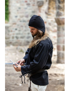 Crepe camponês de algodão, cor preta