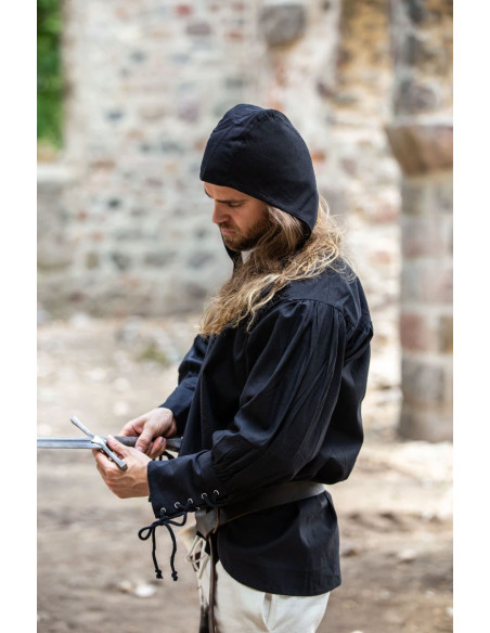 Crepe camponês de algodão, cor preta