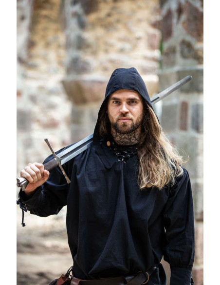 Crepe camponês de algodão, cor preta