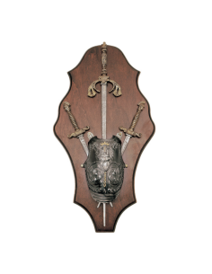 Panóplia medieval com espada negra, 2 estiletes e...