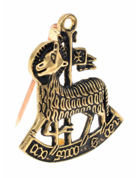 Agnus Dei broche de bronze peregrino