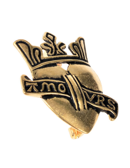 Broche de bronze de coração peregrino...