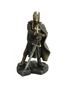Miniatura Cavaleiro Templário túnica preta e espada (22 cm.)