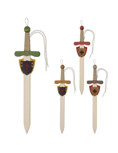 Espada medieval de madeira com baldric, para crianças (60 cm.)