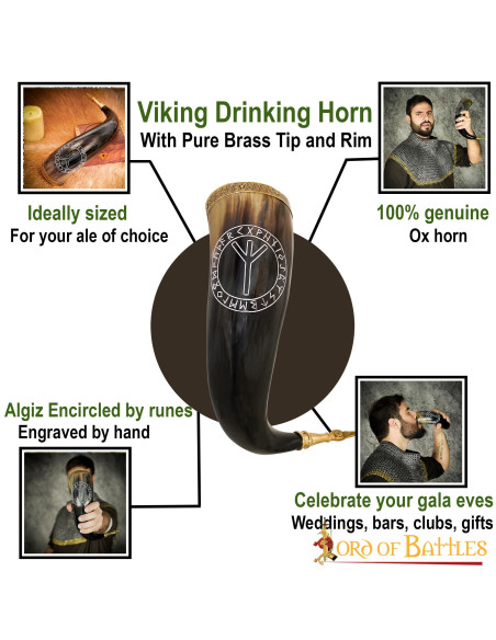 Algiz Viking Horn para beber (400-500...