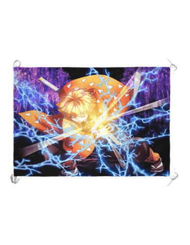 Banner-Bandeira Demon Slayer de Zenitsu Agatsuma (70x100 cms.)
 Material-Cetim