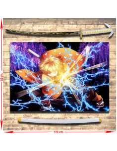 Bandeira Demon Slayer Zenitsu Agatsuma + Pacote Katana