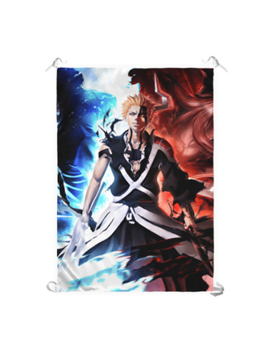 Estandarte-Bandeira de Ichigo Kurosaki, Bleach (100 x 70 cm.)
 Material-Cetim