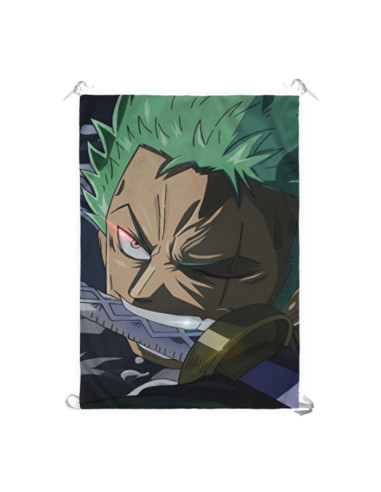 Estandarte-Bandeira de Zoro Roronoa, One Piece (100 x 70 cm.)
 Material-Cetim