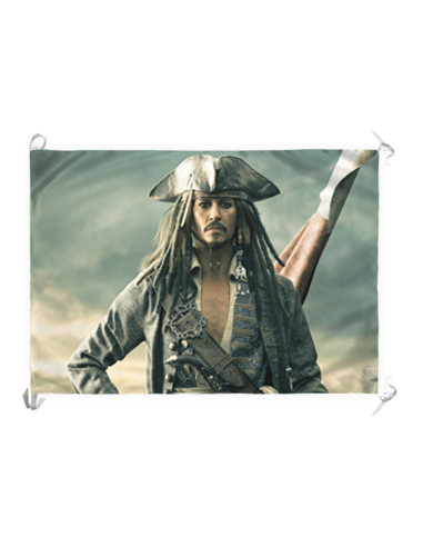 Banner-Bandeira Pirata Jack Sparrow em Piratas do Caribe (100 x 70 cm.)
 Material-Cetim