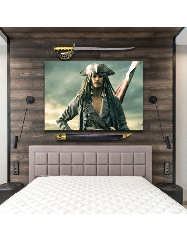 Piratas do Caribe Pacote de Espada Jack Sparrow + Estandarte