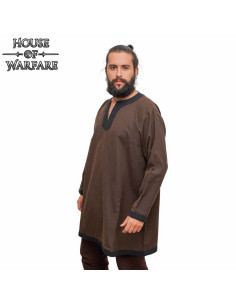 Túnica clássica nórdica e medieval em algodão castanho 2