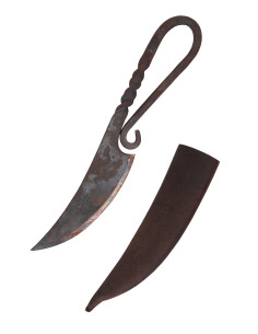 Faca medieval forjada, com bainha (22 cm.)