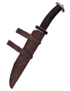 Faca Seax curta com cabo de chifre e bainha de couro (36... 2