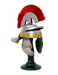 Capacete de centurião romano miniatura com pluma (20 cm.)