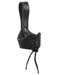 Baldric de couro preto para chifre Viking