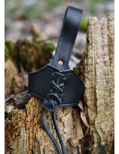 Baldric de couro preto para chifre Viking 2