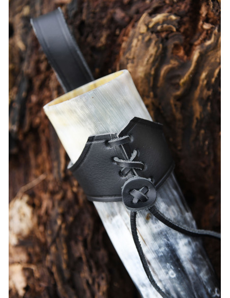 Baldric de couro preto para chifre...