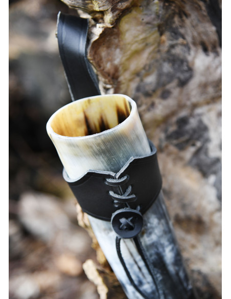 Baldric de couro preto para chifre...
