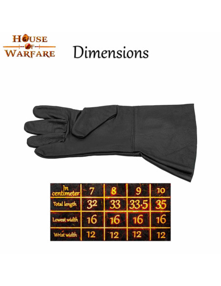 Luvas medievais em couro preto