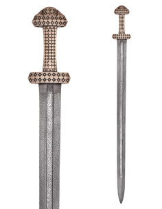 Espada Viking com punho de bronze, aço Damasco