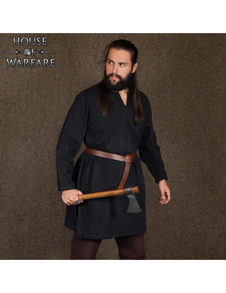 Túnica viking e medieval de algodão -...