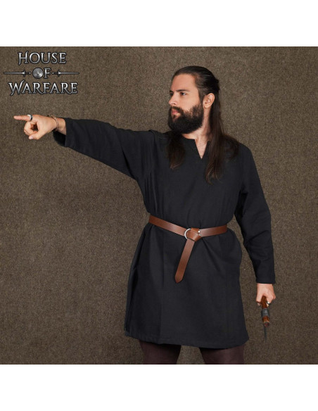 Túnica viking e medieval de algodão -...